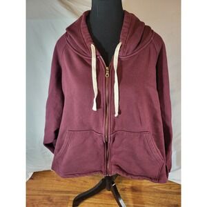 Girlfriend Collective 50/50 Cropped Zip Hoodie Size 6XL Organic Cotton Burgandy